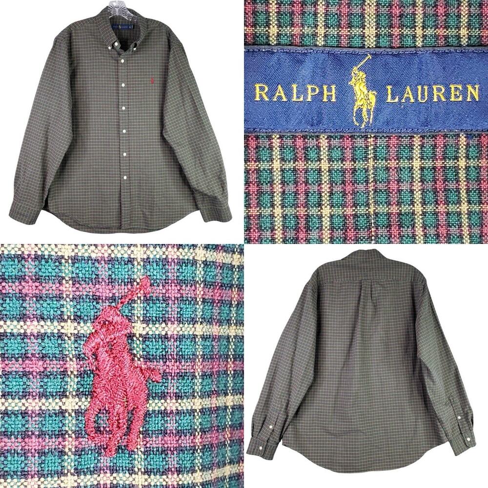Polo Ralph Lauren Shirt Oxford Mens XL Green Plaid Button Down Twill LS